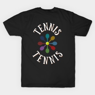 Colorful Tennis Rackets and Ball T-Shirt